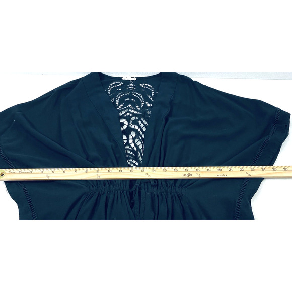 Cotton Bleu Swimsuit Coverup Womens Small Black Front Drawstring Tie‎ Rayon - Picture 8 of 9